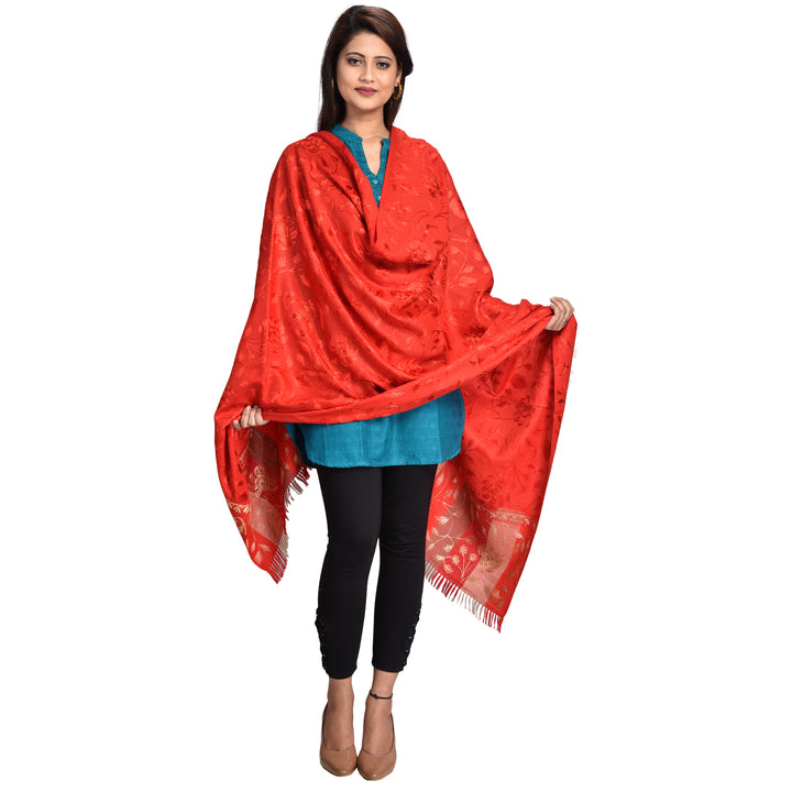 Women's Pure Wool Faux Pashmina Aari Embroidery Shawl