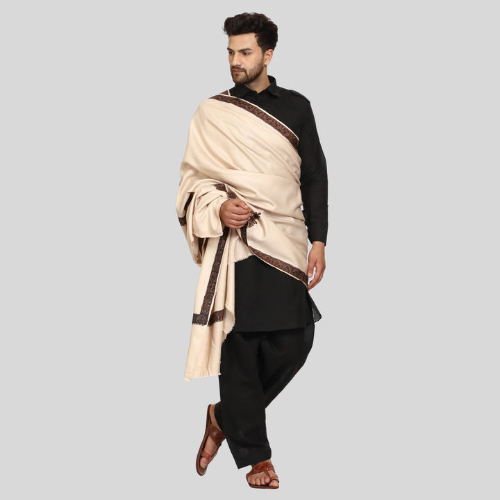 Men's Kashmiri Embroidered Wool Shawl