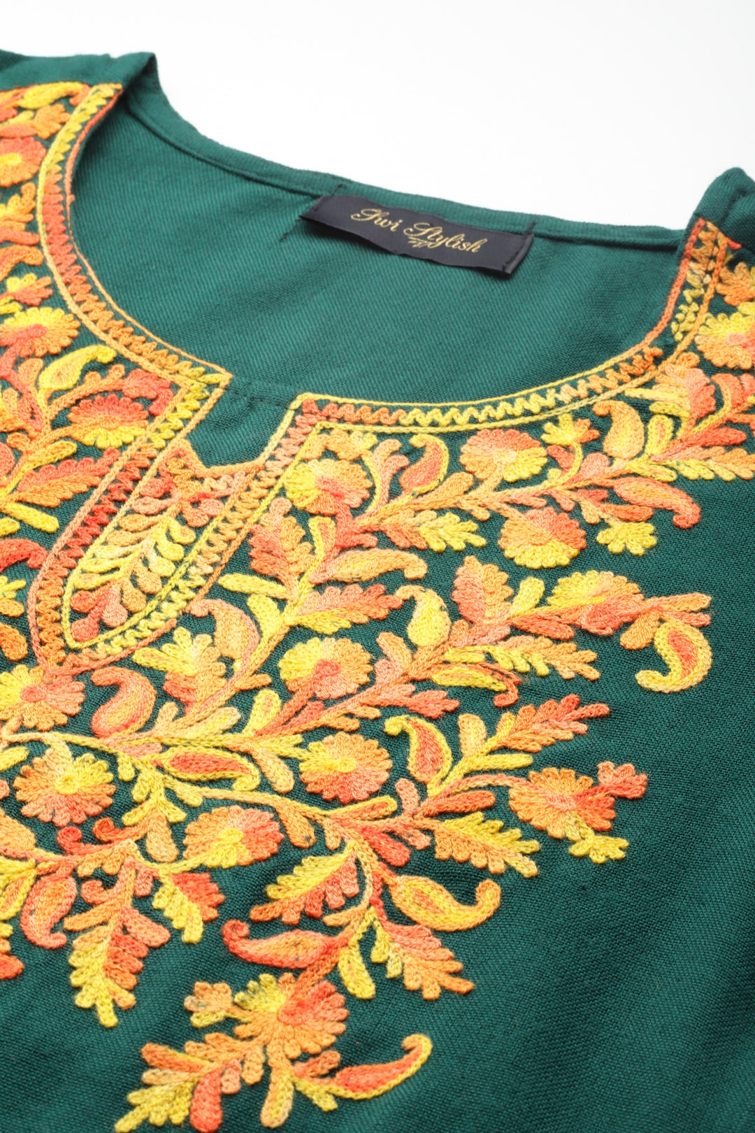 Women's Aari Embroidery Woollen Kurti