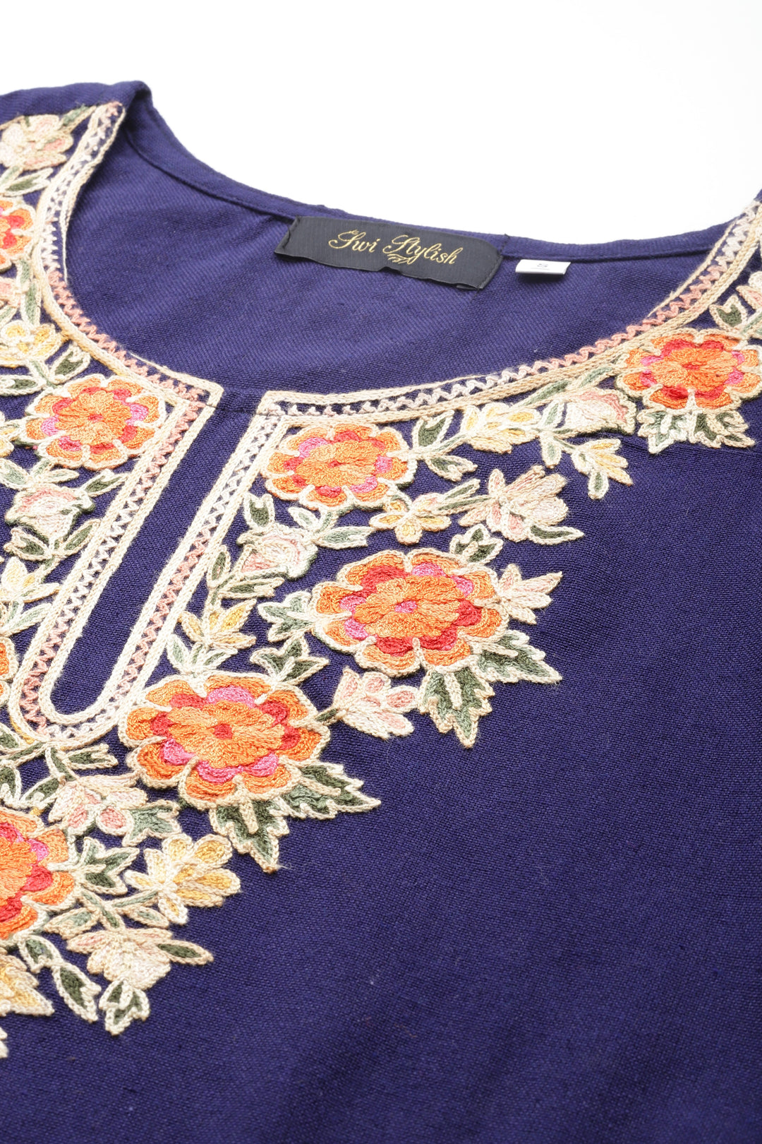 Women's Aari Embroidery Woollen Kurti