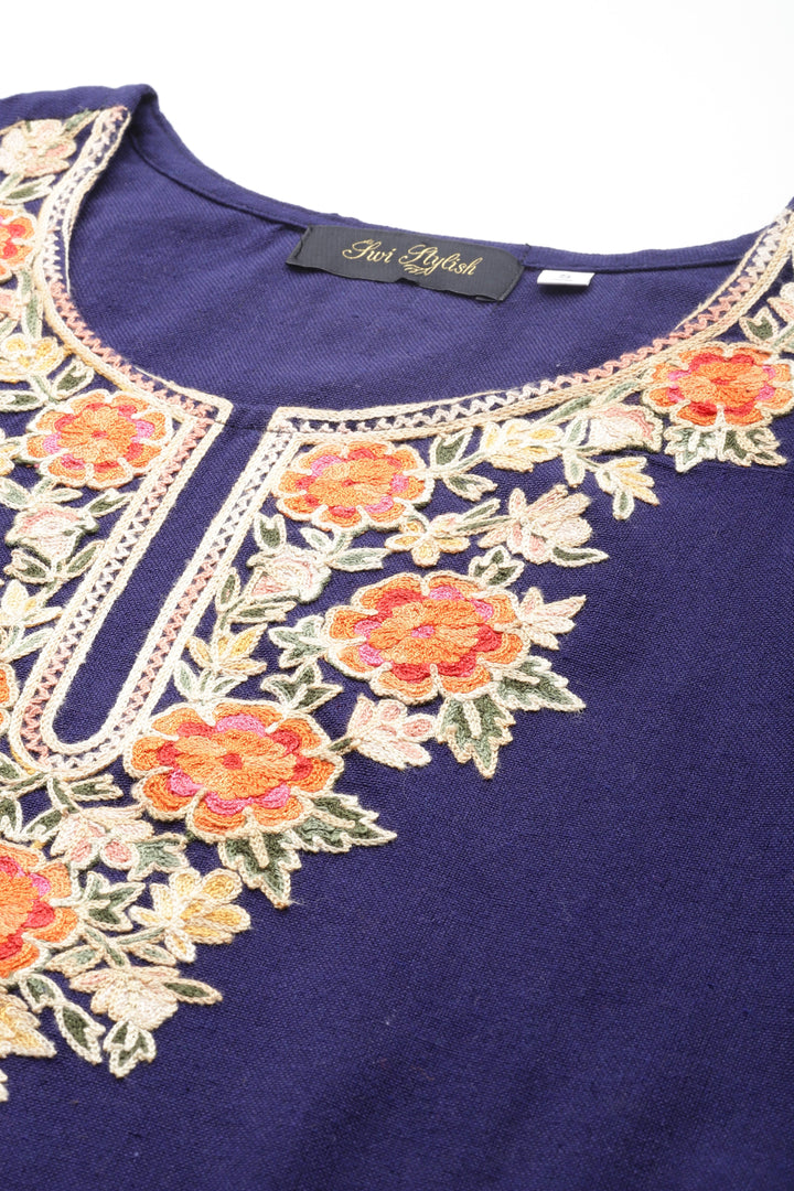 Women's Aari Embroidery Woollen Kurti