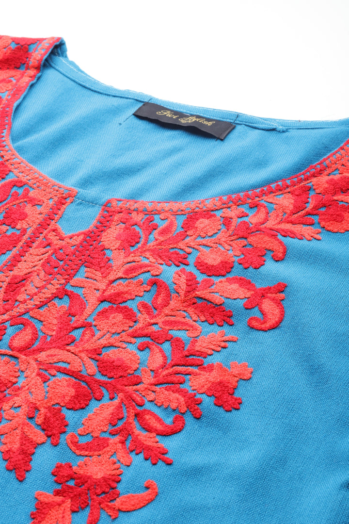 Women's Aari Embroidery Woollen Kurti