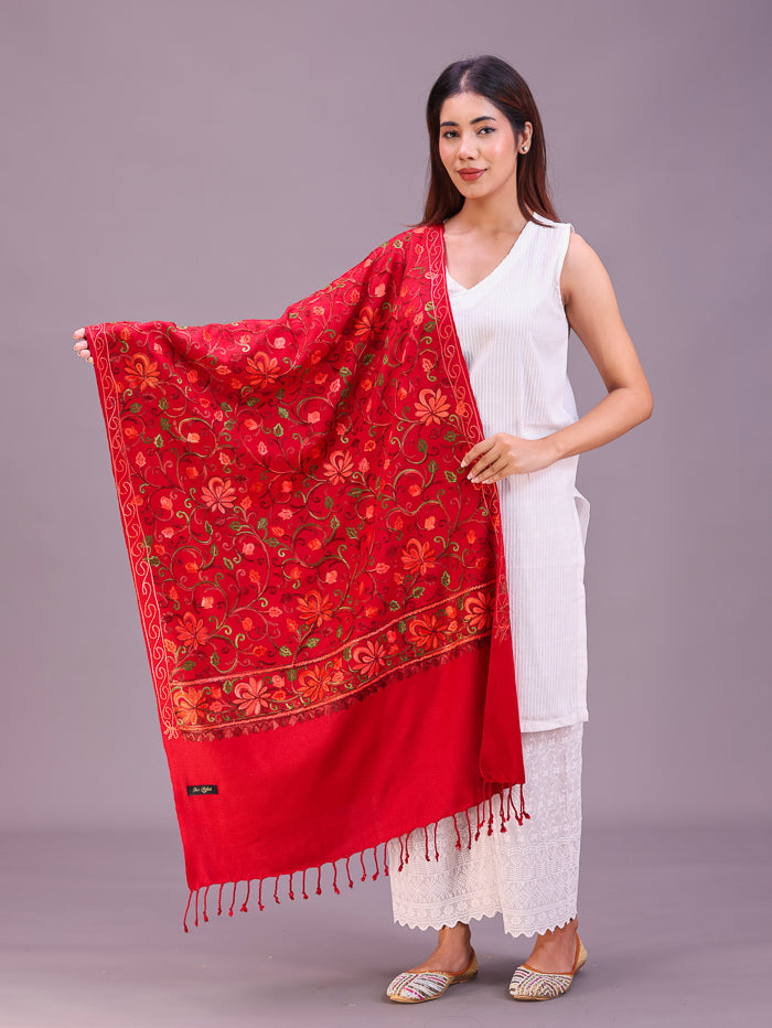 Women's Aari Embroidered Wool Stole