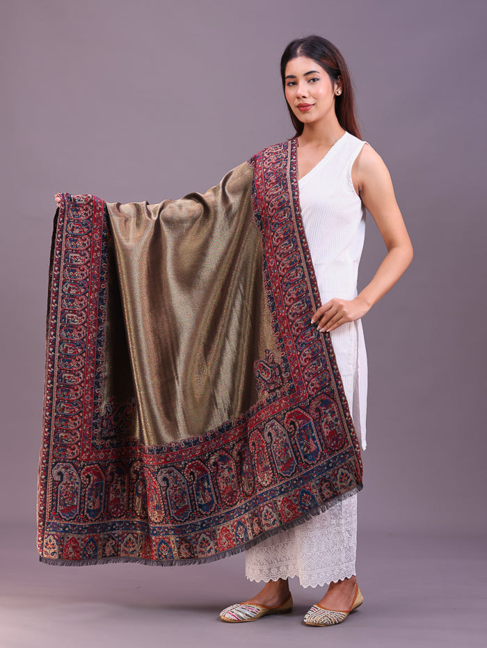 Women's Kani Wool Shawl With Zari Work