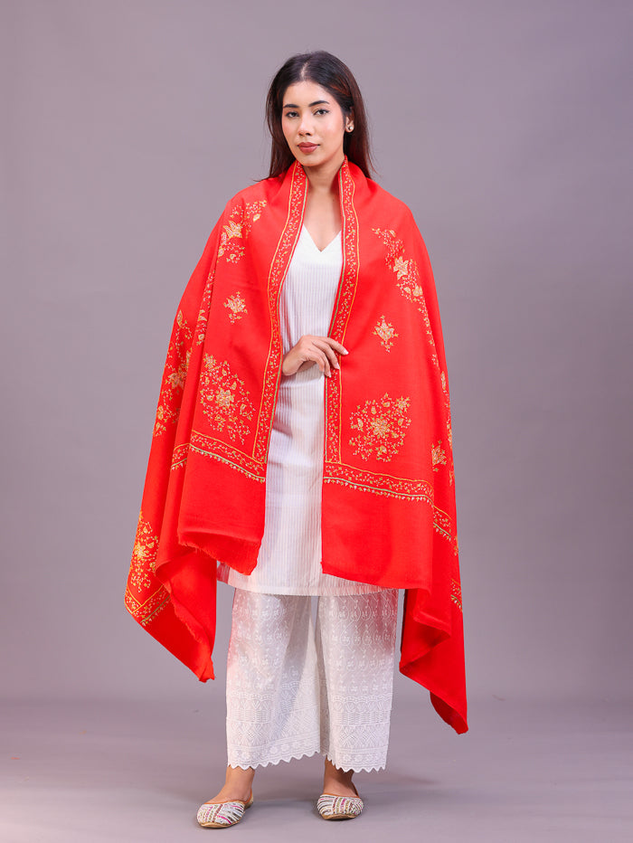 Women's Hand Embroidered Pure Wool Shawl