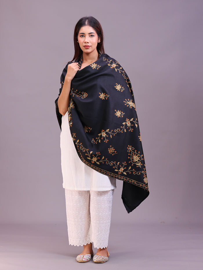 Women's Hand Embroidered Pure Wool Shawl