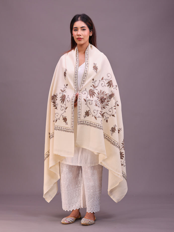 Women's Hand Embroidered Pure Wool Shawl