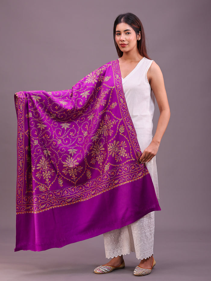 Women's Hand Embroidered Pure Wool Shawl