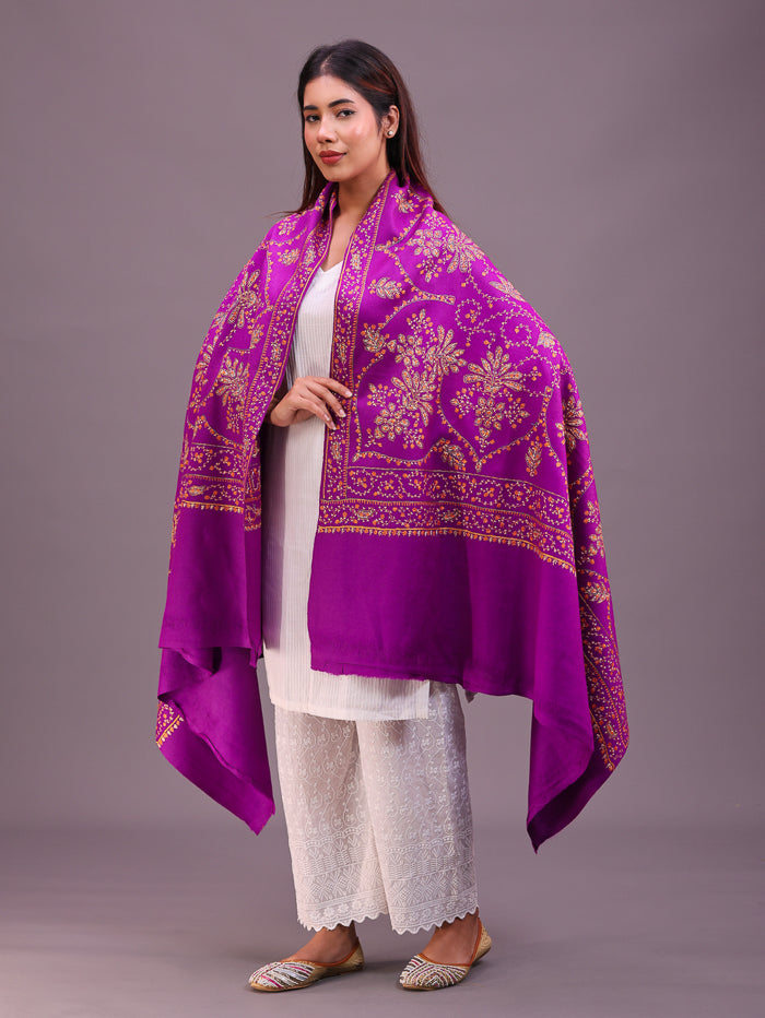 Women's Hand Embroidered Pure Wool Shawl