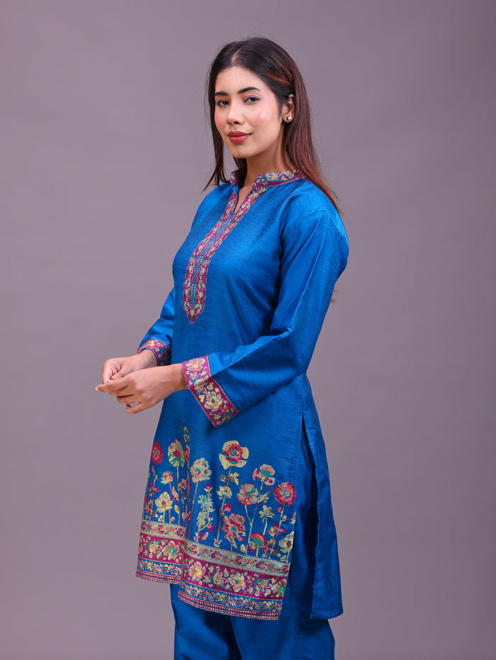 Women's Silk Blended Co-Ord Set – Kurta and Trousers