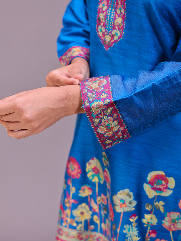 Women's Silk Blended Co-Ord Set – Kurta and Trousers