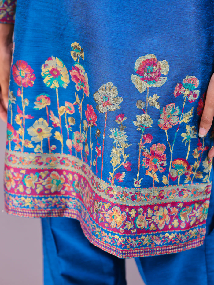 Women's Silk Blended Co-Ord Set – Kurta and Trousers