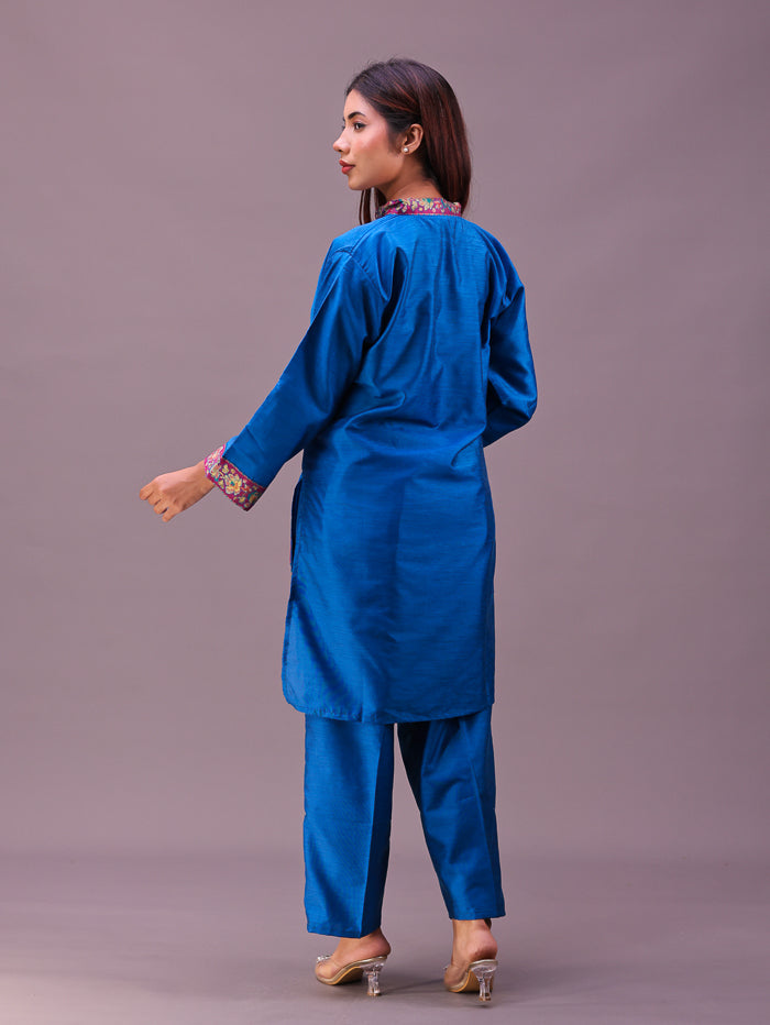 Women's Silk Blended Co-Ord Set – Kurta and Trousers