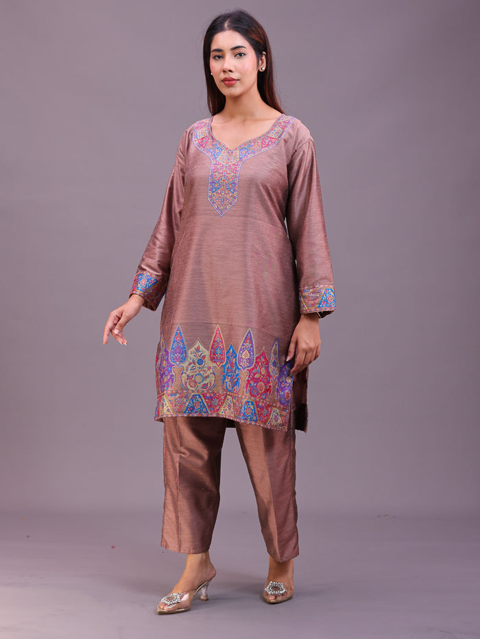 Women's Silk Blended Co-Ord Set – Kurta and Trousers