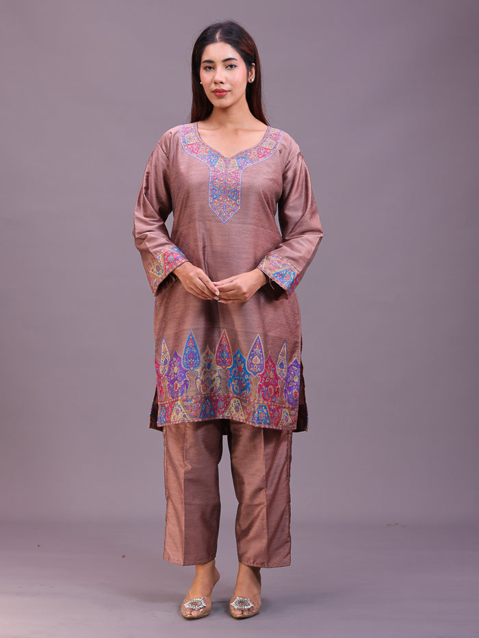 Women's Silk Blended Co-Ord Set – Kurta and Trousers