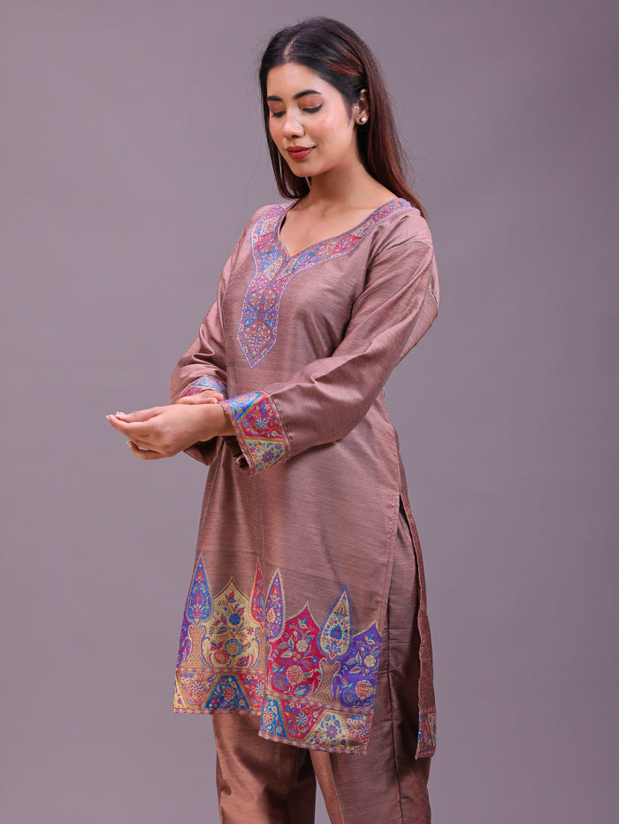 Women's Silk Blended Co-Ord Set – Kurta and Trousers
