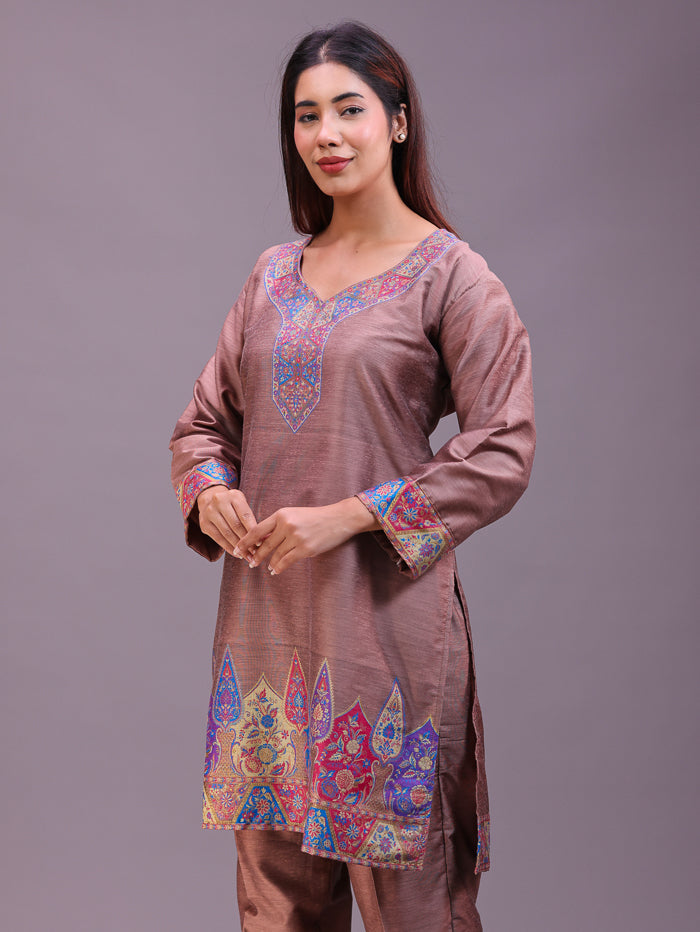 Women's Silk Blended Co-Ord Set – Kurta and Trousers