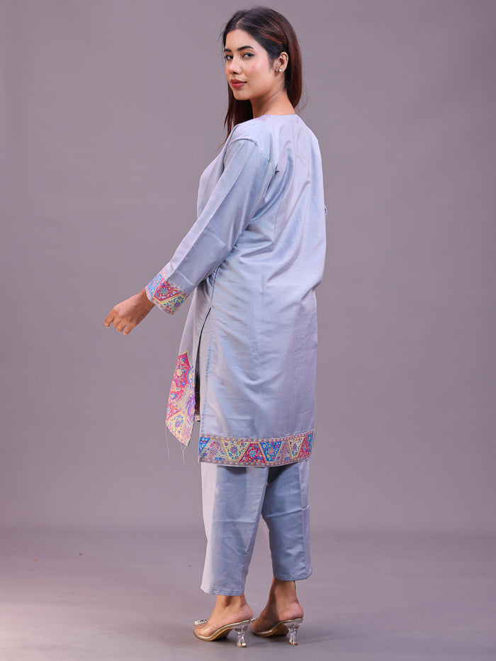 Women's Silk Blended Co-Ord Set – Kurta and Trousers