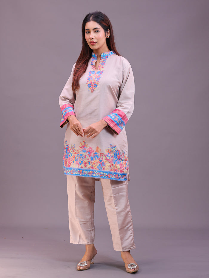 Women's Silk Blended Co-Ord Set – Kurta and Trousers