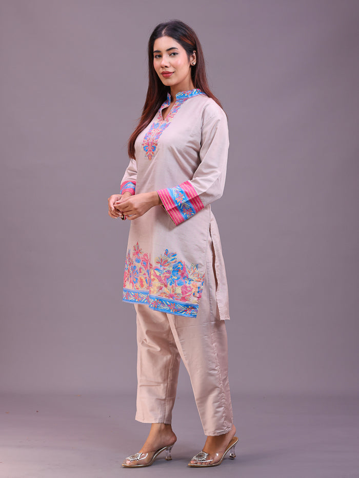 Women's Silk Blended Co-Ord Set – Kurta and Trousers