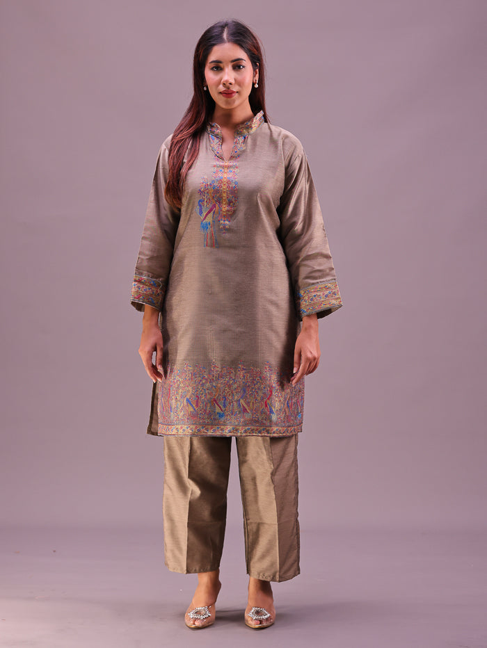 Women's Silk Blended Co-Ord Set – Kurta and Trousers