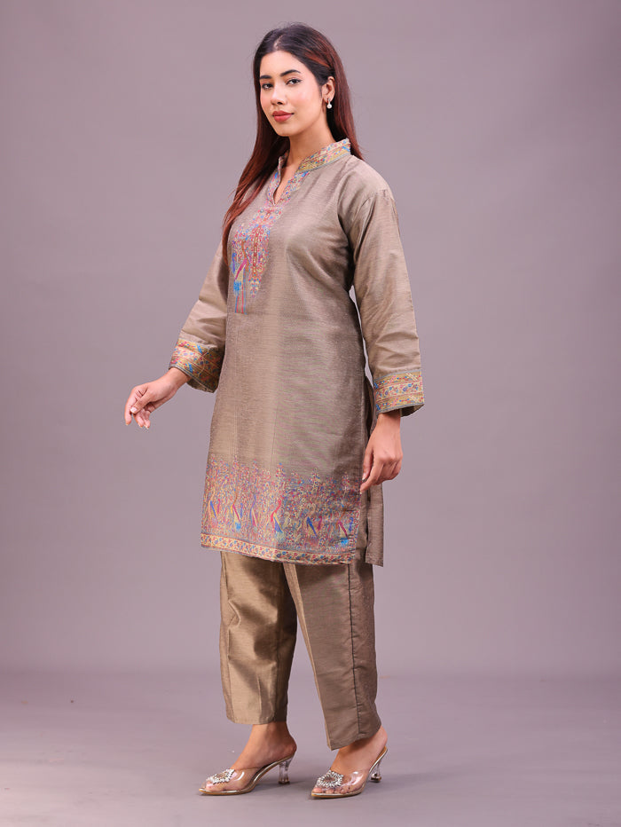 Women's Silk Blended Co-Ord Set – Kurta and Trousers