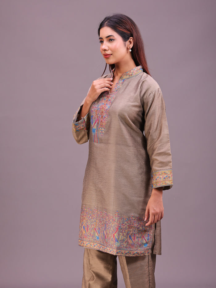 Women's Silk Blended Co-Ord Set – Kurta and Trousers