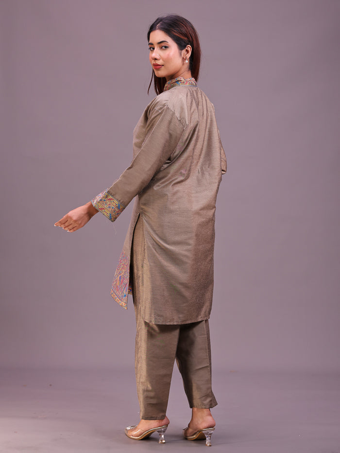 Women's Silk Blended Co-Ord Set – Kurta and Trousers