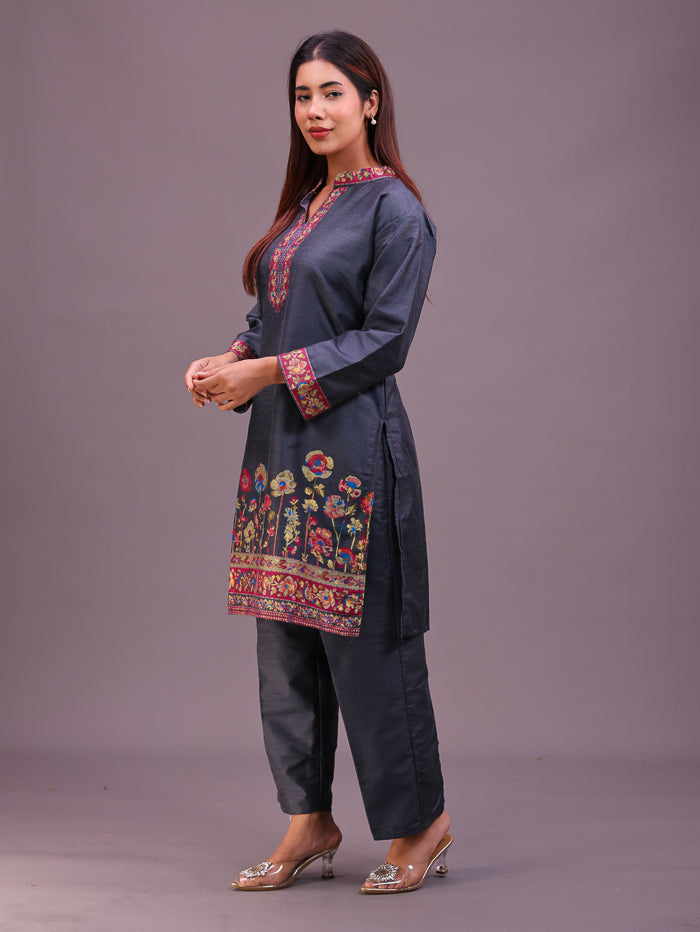 Women's Silk Blended Co-Ord Set – Kurta and Trousers
