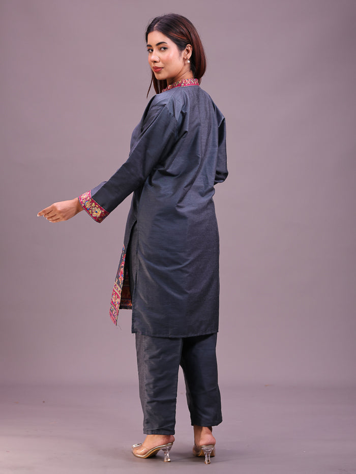 Women's Silk Blended Co-Ord Set – Kurta and Trousers