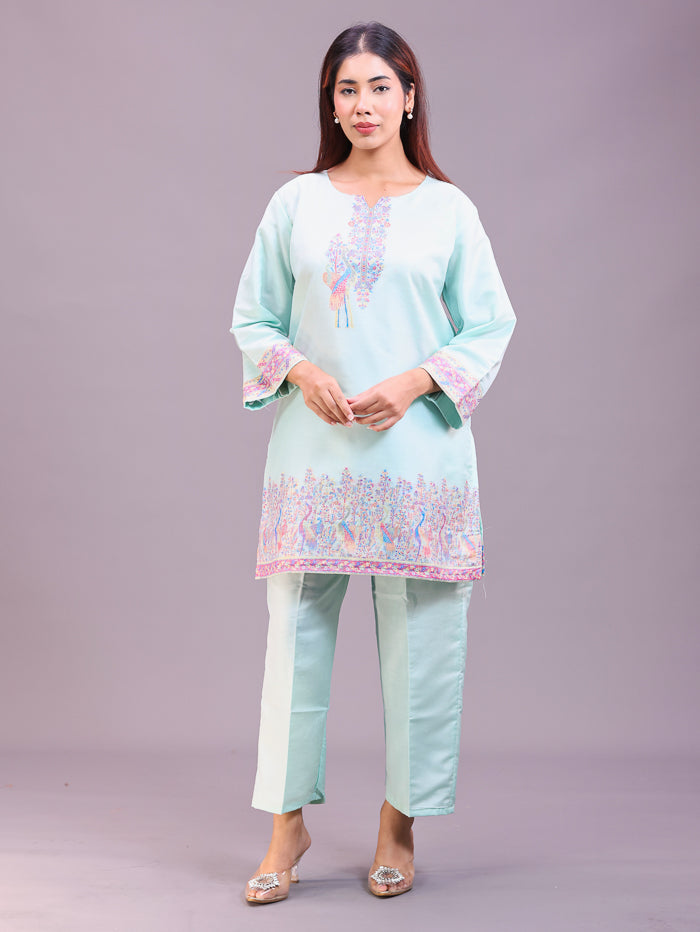 Women's Silk Blended Co-Ord Set – Kurta and Trousers