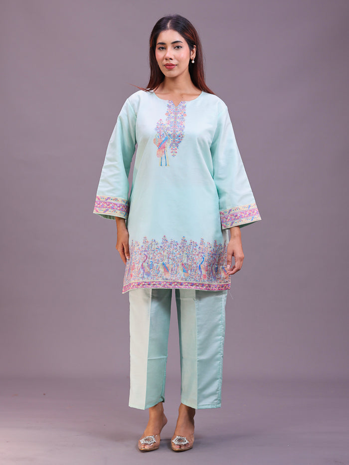 Women's Silk Blended Co-Ord Set – Kurta and Trousers