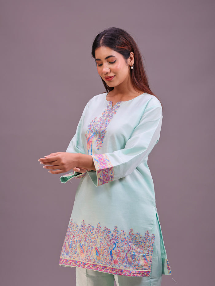 Women's Silk Blended Co-Ord Set – Kurta and Trousers