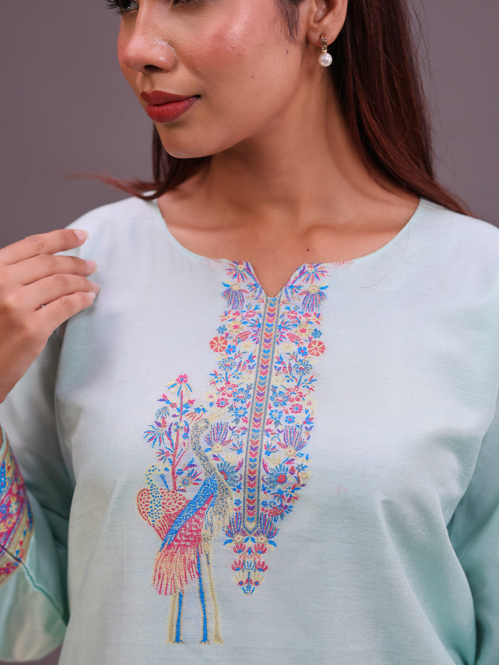Women's Silk Blended Co-Ord Set – Kurta and Trousers