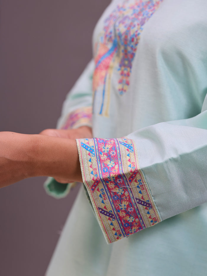 Women's Silk Blended Co-Ord Set – Kurta and Trousers