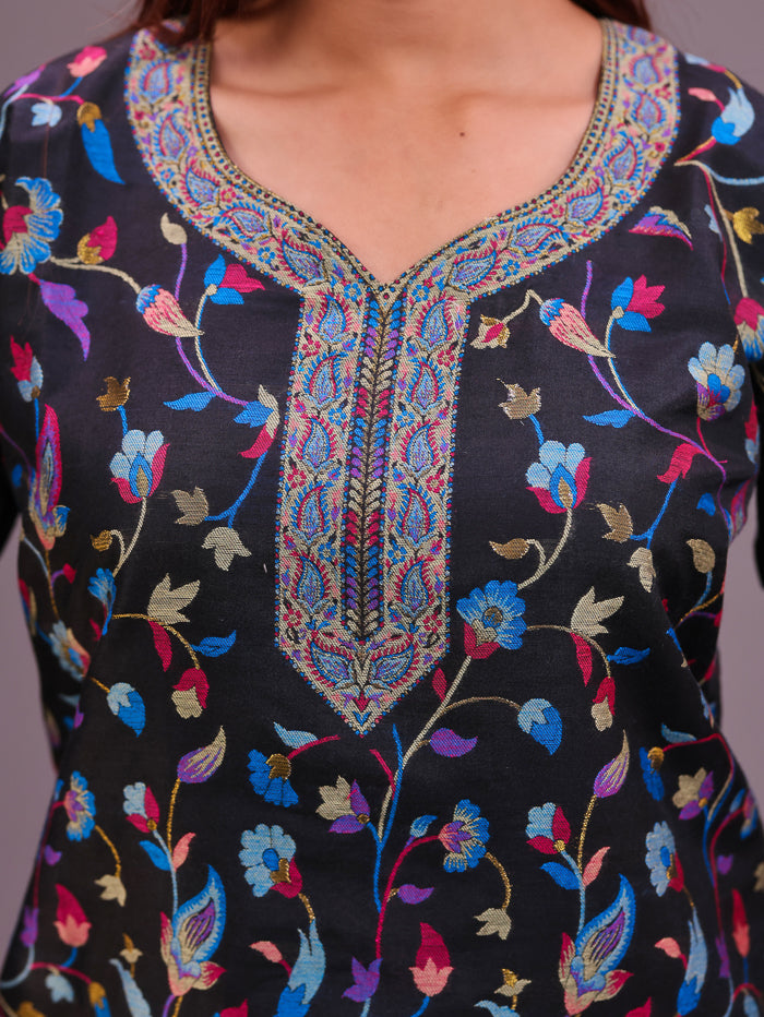 Women's Silk Blended Co-Ord Set – Kurta and Trousers