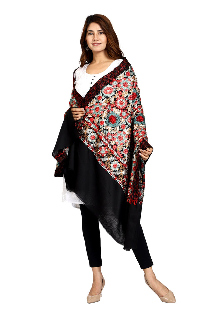 Women's Aari Embroidery Wool Shawl