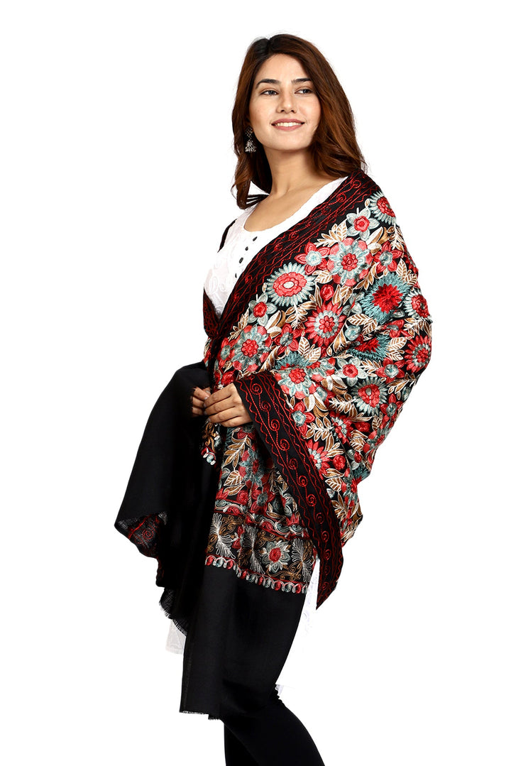 Women's Aari Embroidery Wool Shawl