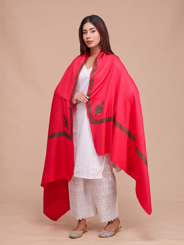 Women's Aari Embroidered Wool Shawl