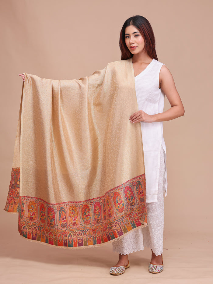 Women's Kani Wool Shawl With Zari Work