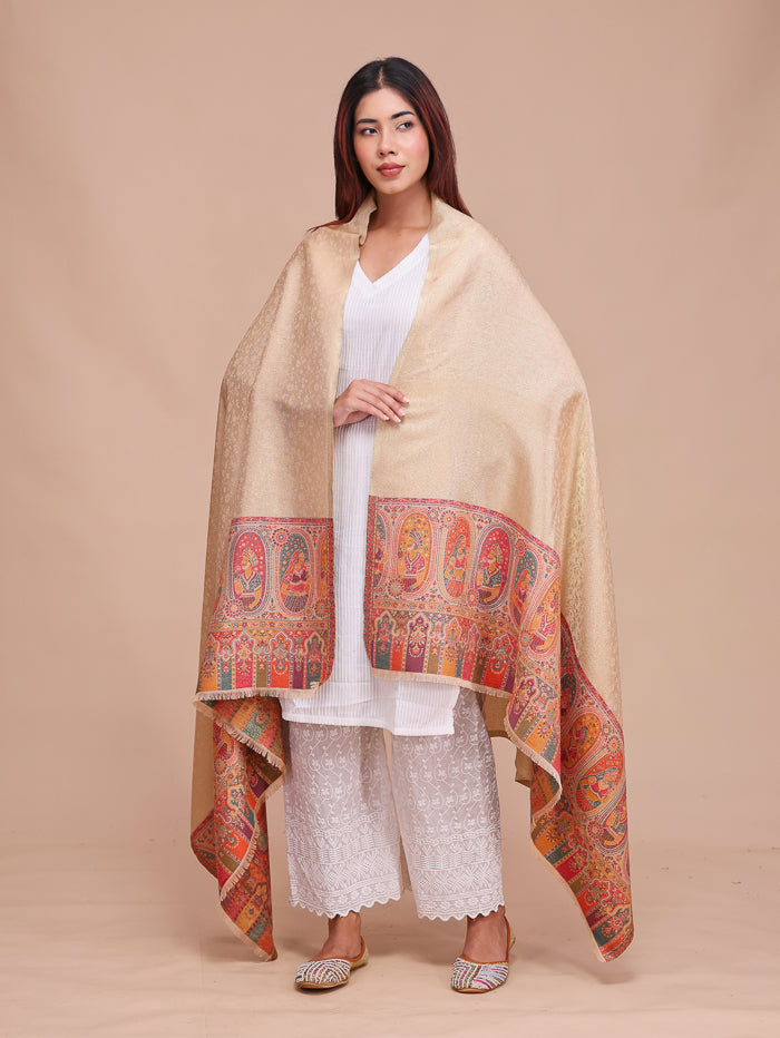 Women's Kani Wool Shawl With Zari Work