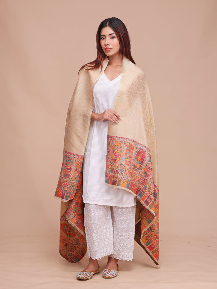 Women's Kani Wool Shawl With Zari Work