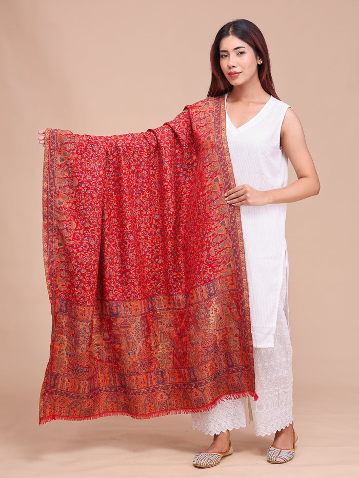 Women's Kani Wool Shawl With Zari Work