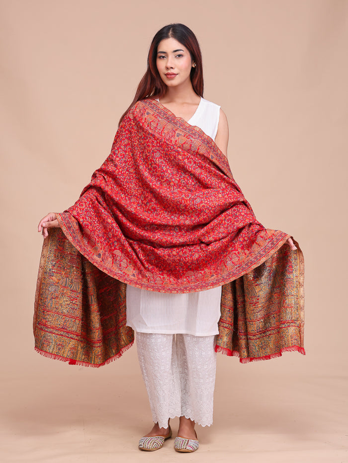 Women's Kani Wool Shawl With Zari Work