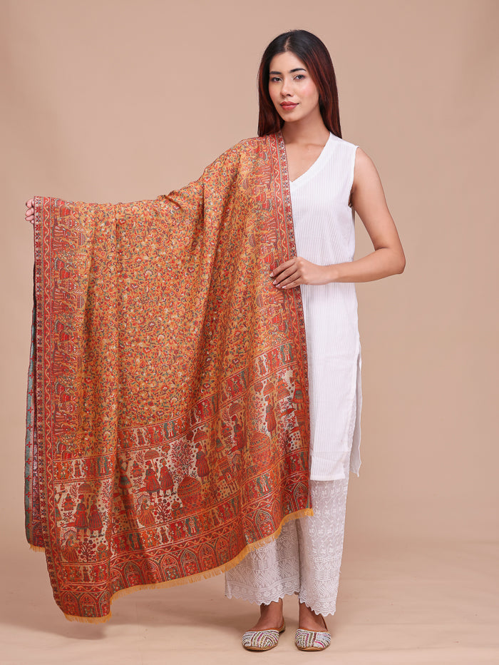 Women's Kani Wool Shawl With Zari Work