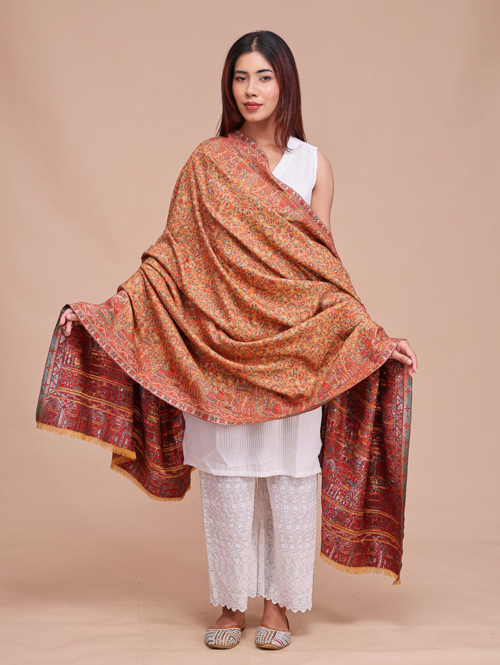 Women's Kani Wool Shawl With Zari Work