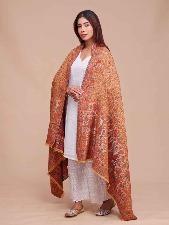 Women's Kani Wool Shawl With Zari Work