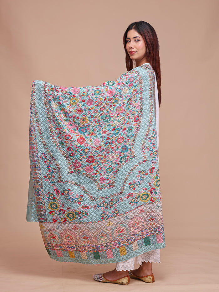 Women's Kalamkari Printed and Embroidered Wool Shawl