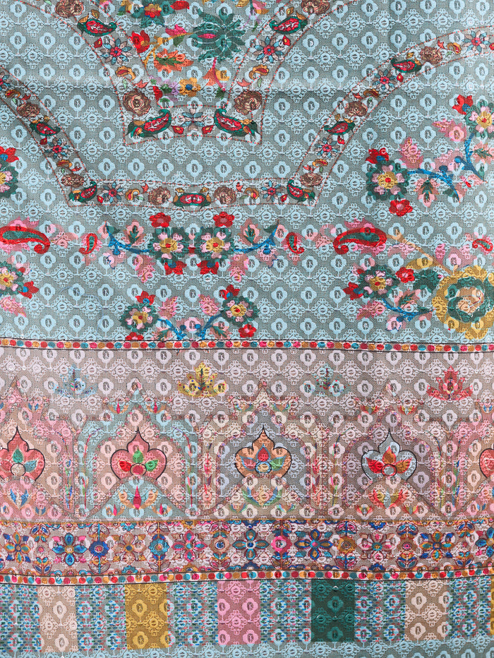 Women's Kalamkari Printed and Embroidered Wool Shawl
