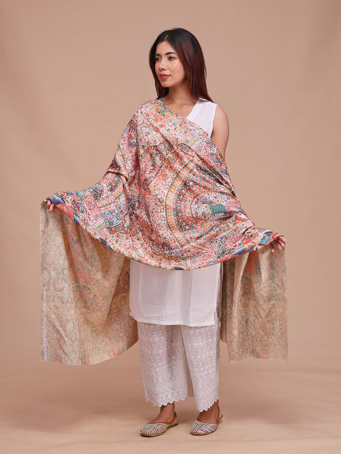 Women's Printed Darbar Design Wool Shawl
